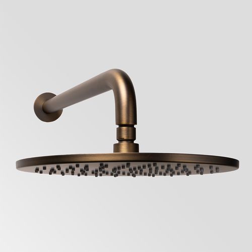 Mira Brushed Vintage Antique Brass Curved Shower Arm