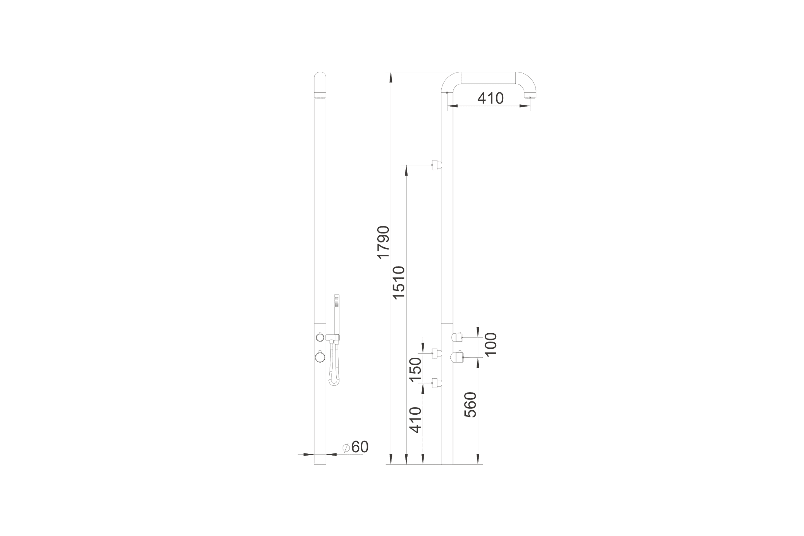 Pacific Outdoor Shower Tower Matte Black