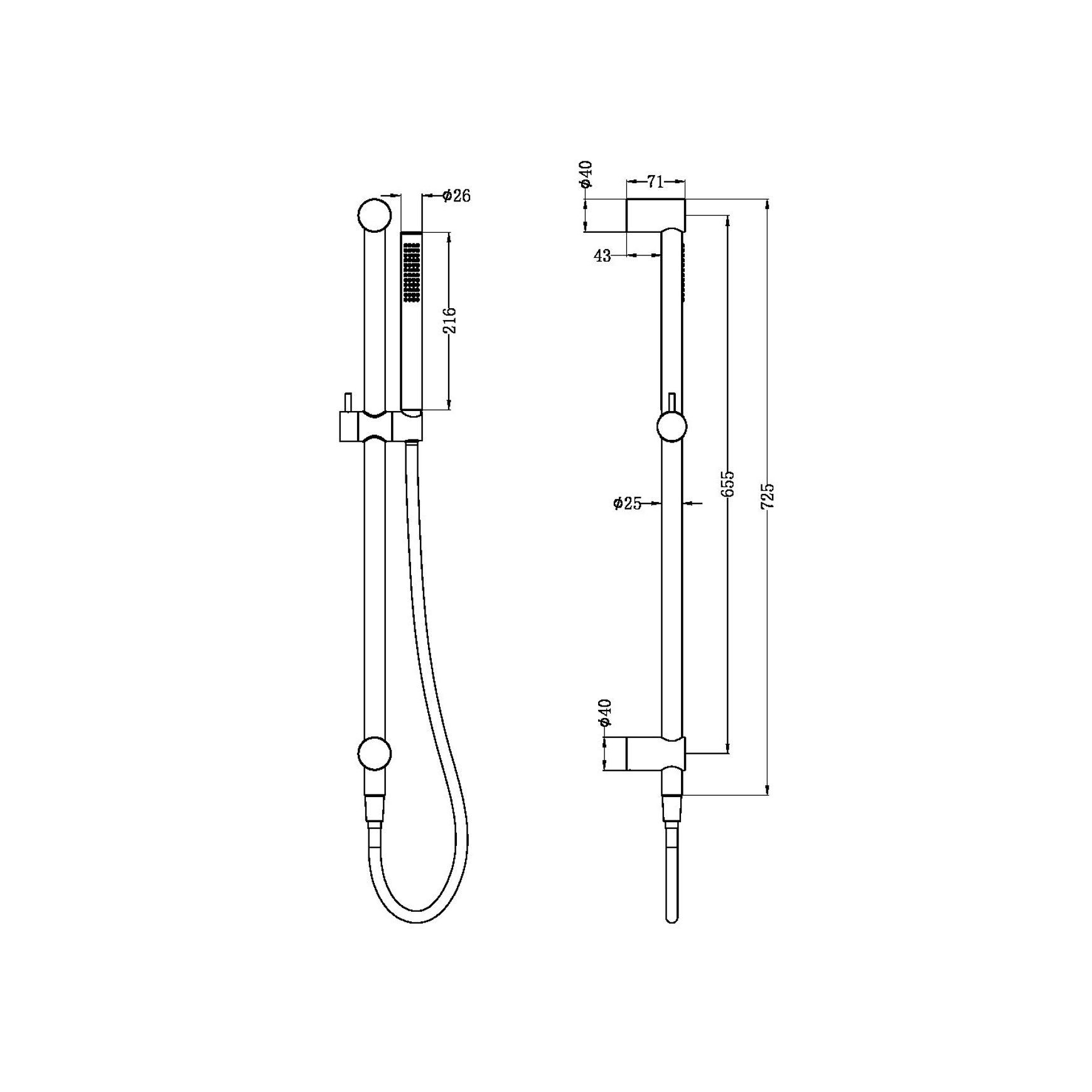Zen SS316L Shower Rail | Brushed Bronze