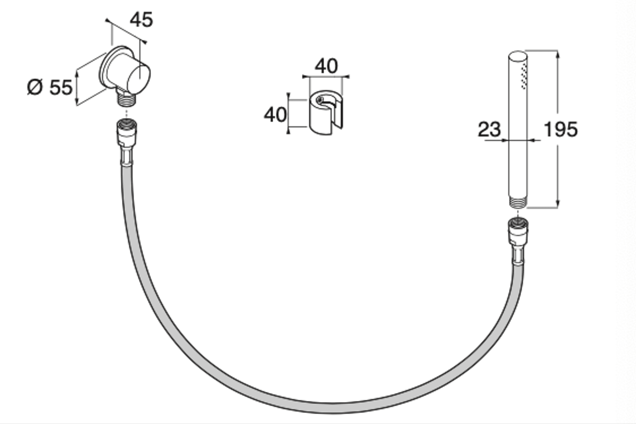 Minimal Wall-mounted Hand Shower dimensions