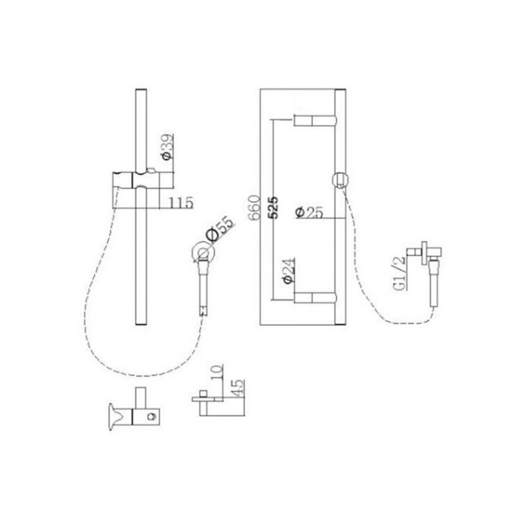 Round Shower Rail Chrome