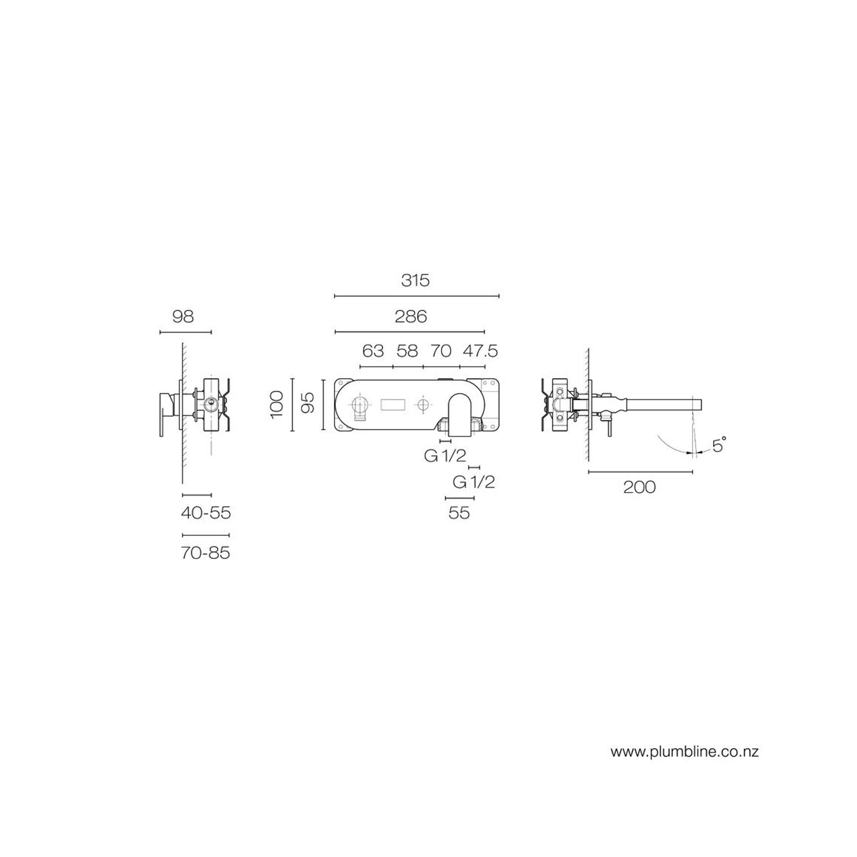 Mare Wall Mount Bath/Shower Set