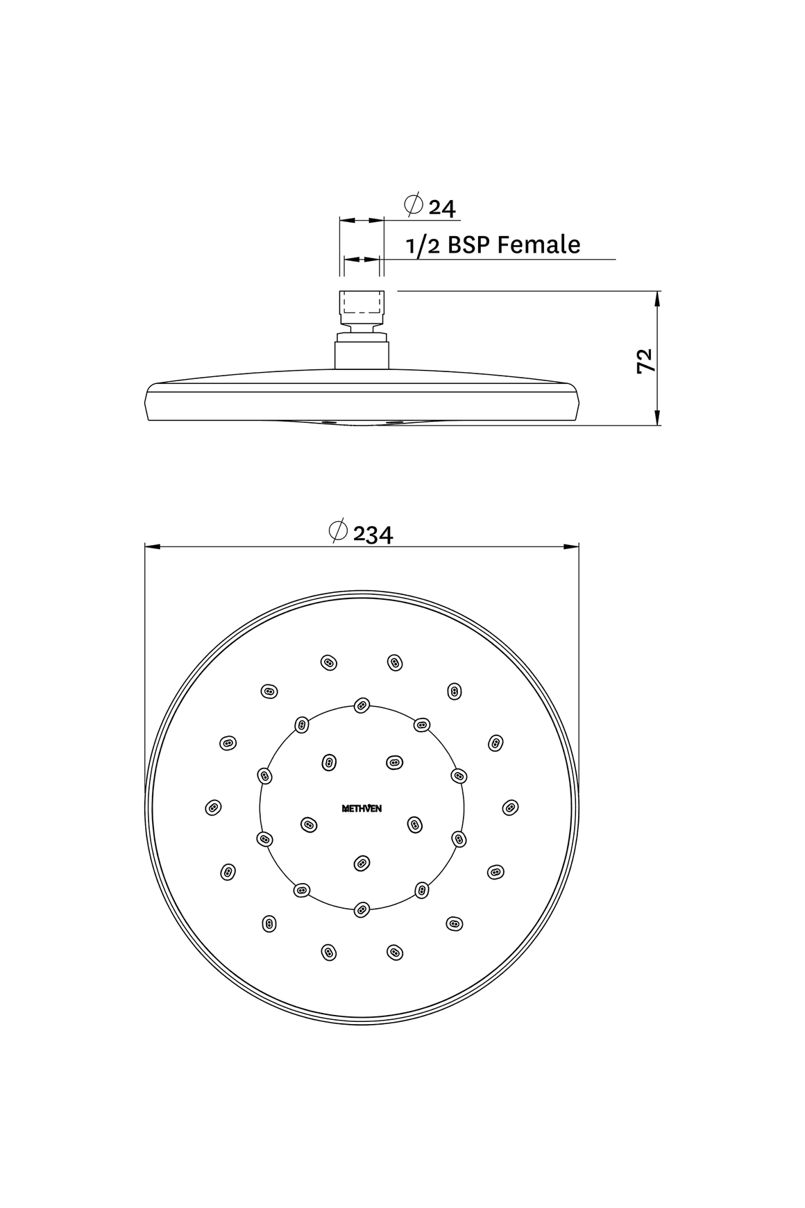 Satinjet Round Overhead Shower
