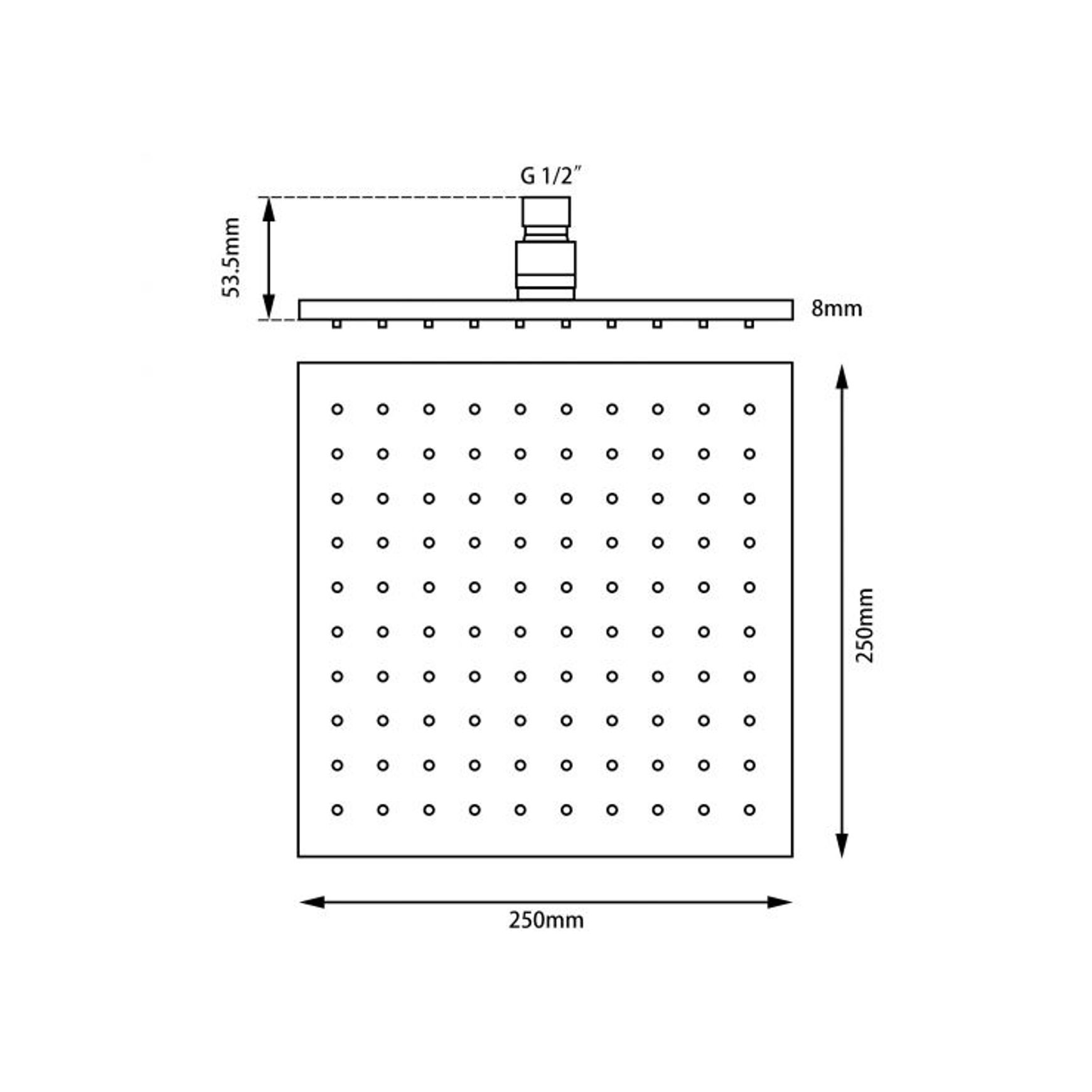 Square Shower Head Matte Black 300mm