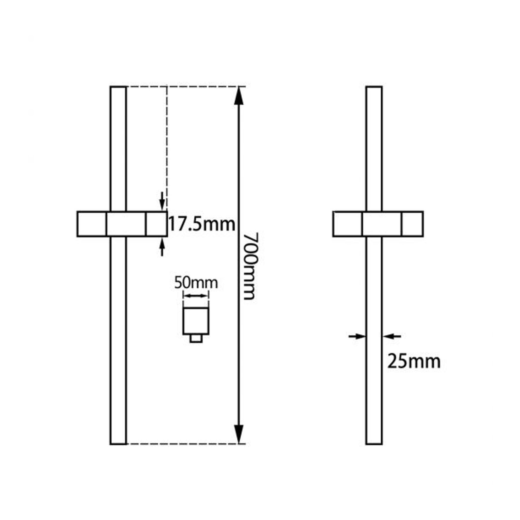 Square Shower Rail Chrome dimensions