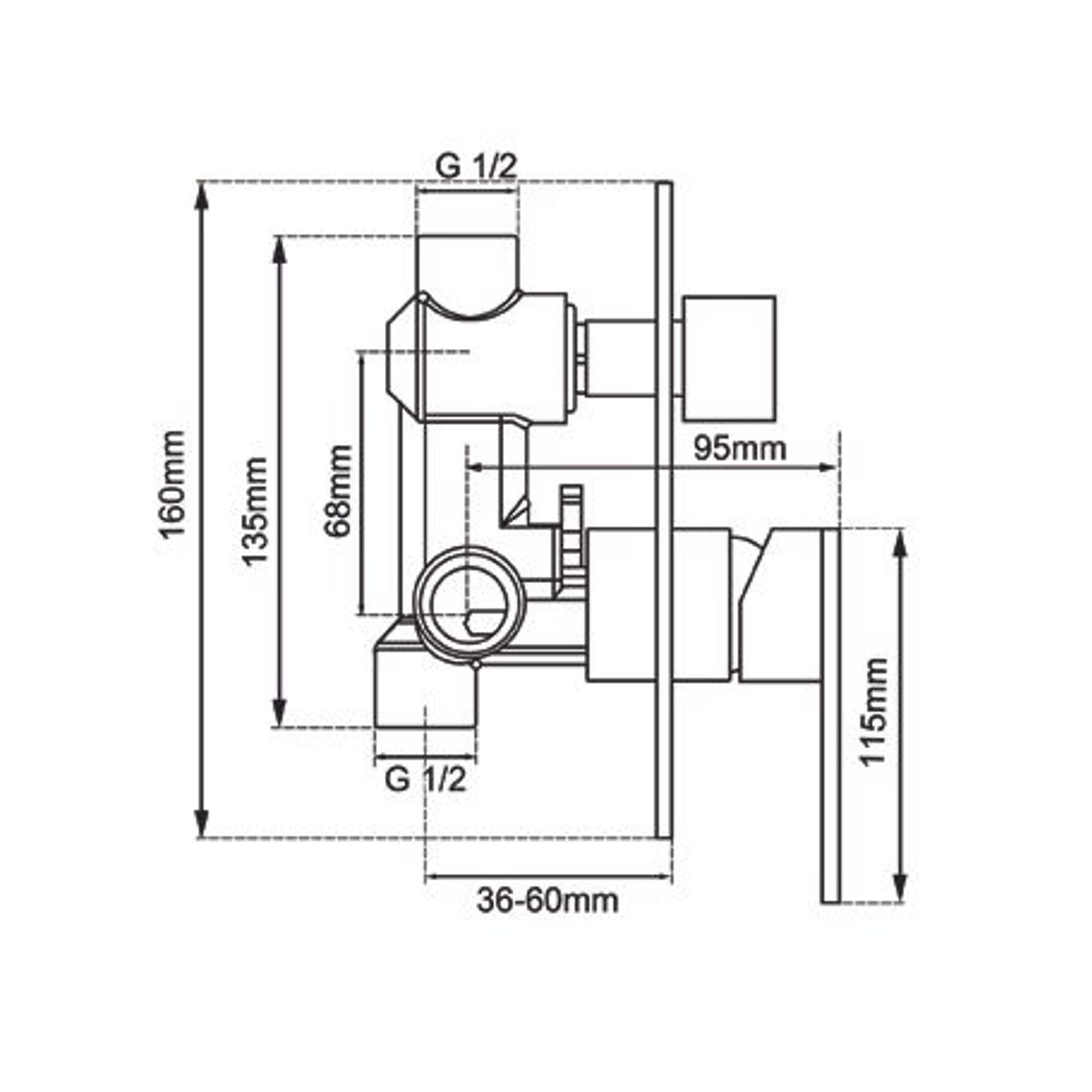Lucid Pin Wall Mixer Diverter Trim Kit Brushed Copper