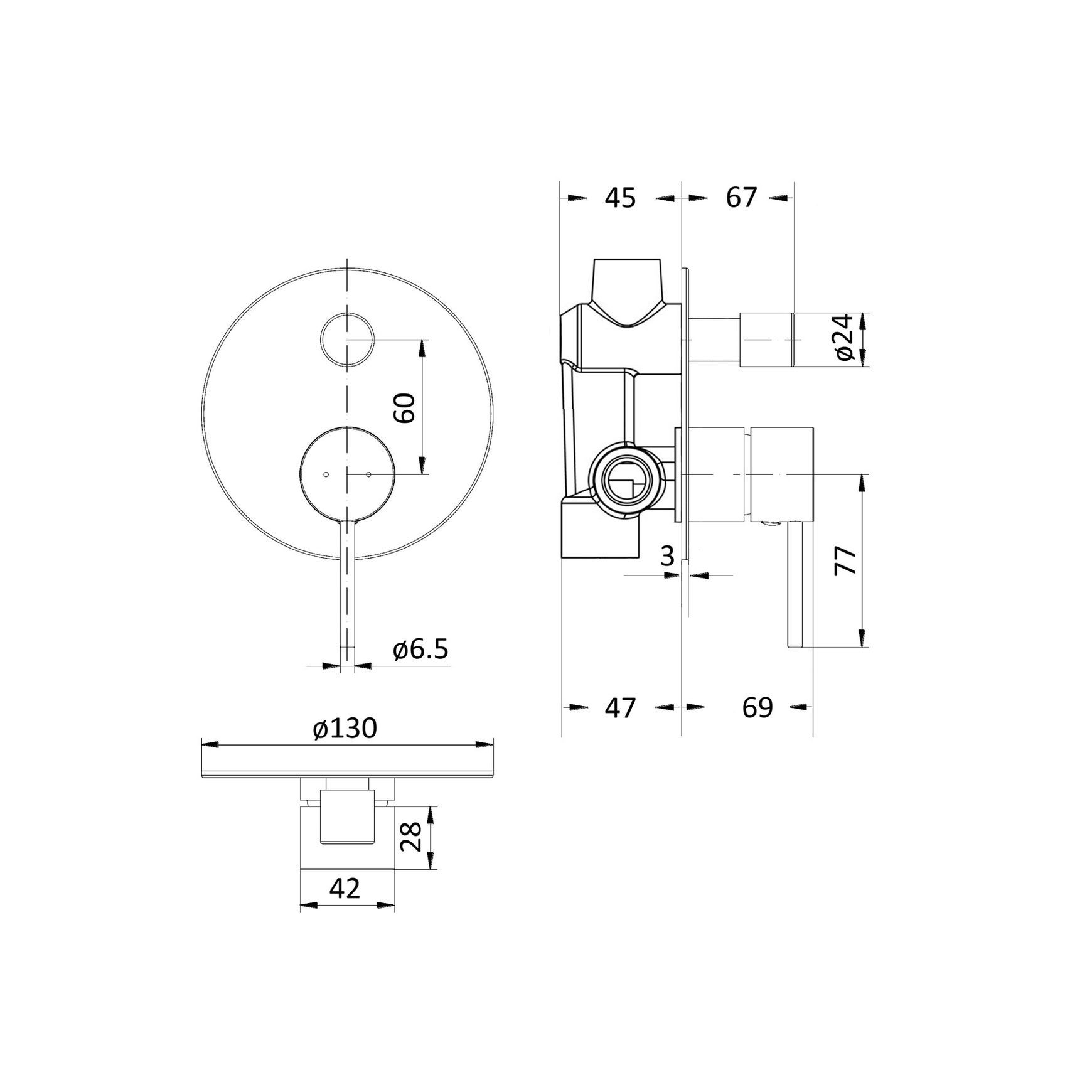 Unika Hali Wall Shower Mixer with Diverter