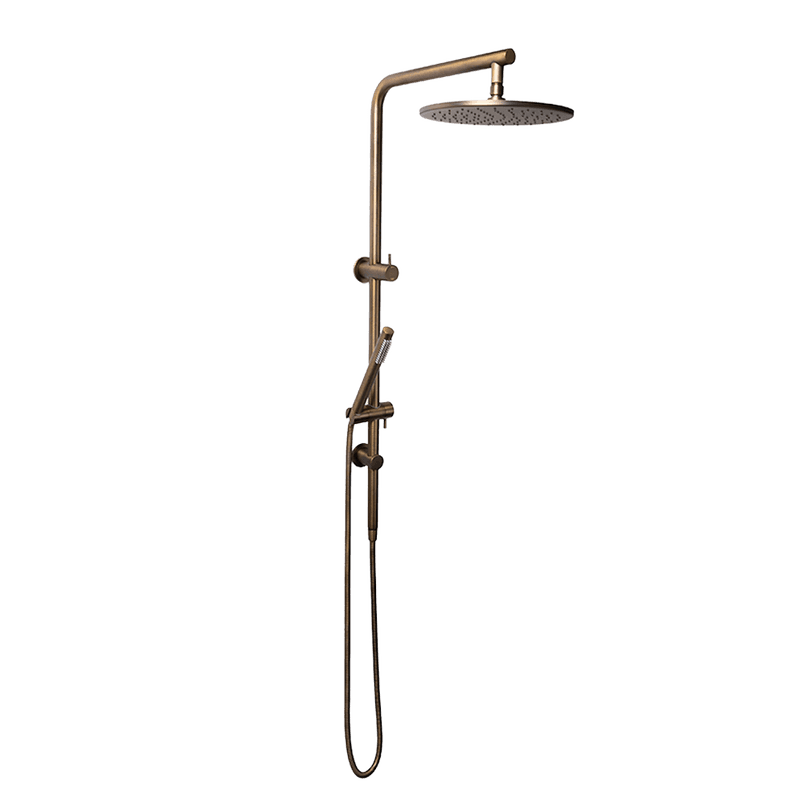 Mira Brushed Vintage Antique Brass Shower Rail Twin Set