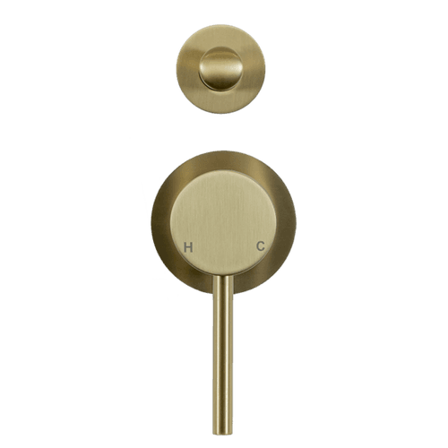 Mira Brushed Brass Gold Wall Mixer with divertor