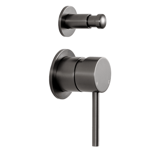 Mira Brushed Gunmetal Wall Mixer with divertor