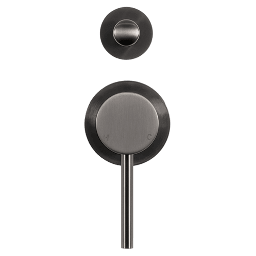 Mira Brushed Gunmetal Wall Mixer with divertor