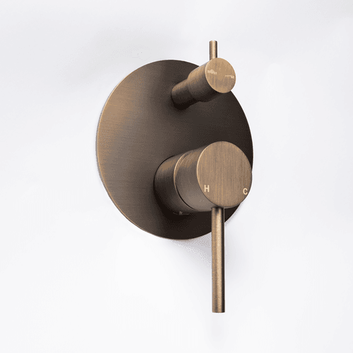 Mira Brushed Vintage Antique Brass Wall Mixer Divertor