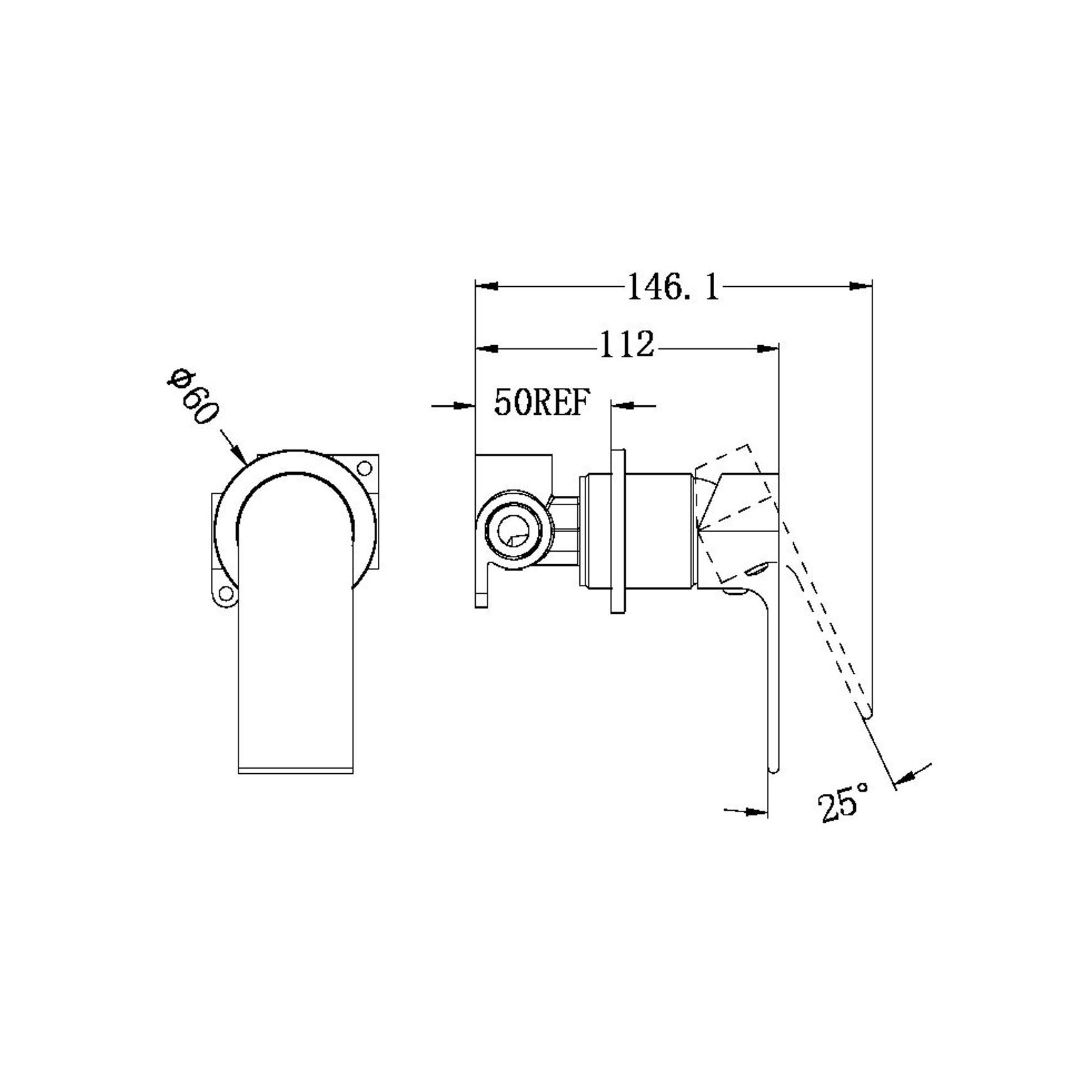 Bianca Shower Mixer 60mm Plate | Chrome dimensions