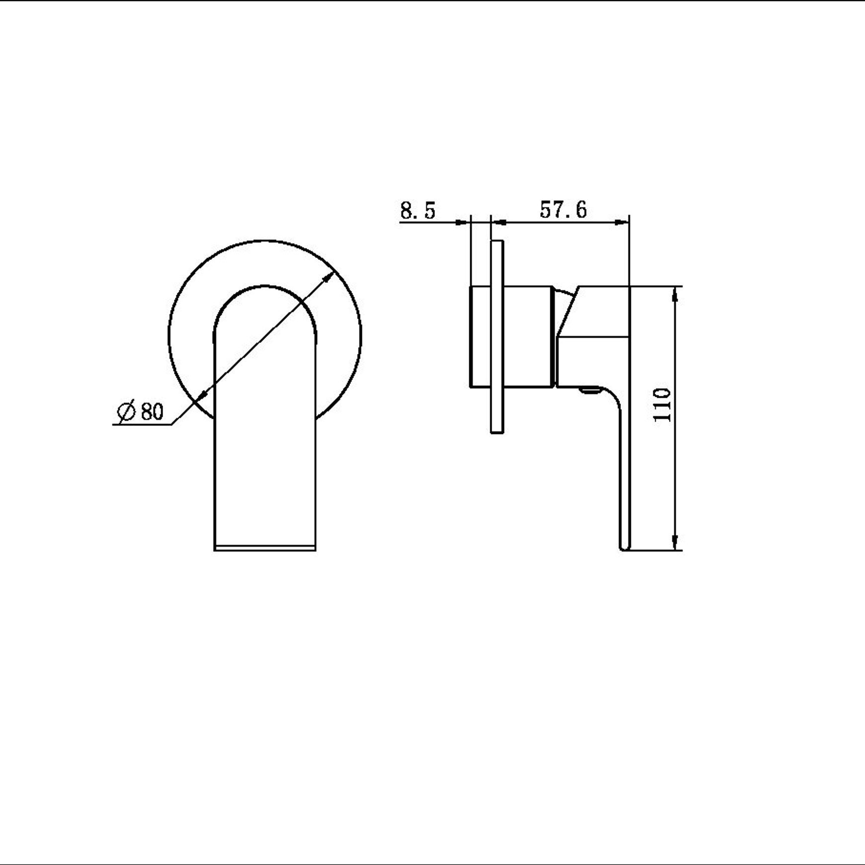 Bianca Shower Mixer 80mm Plate Trim Kits | Brushed Gold dimensions