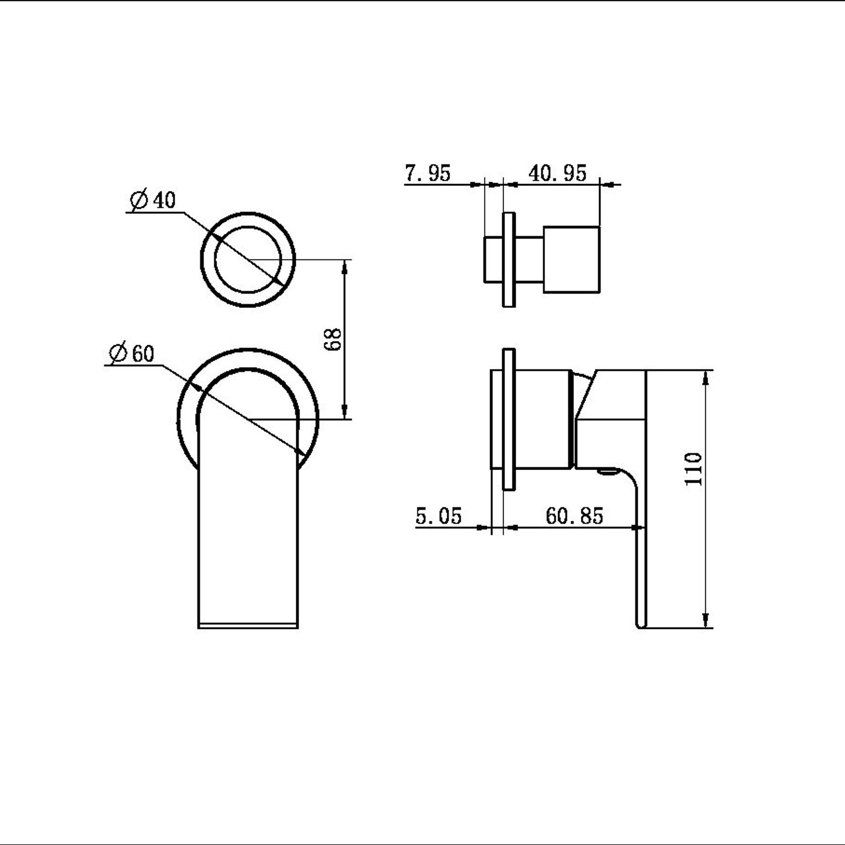 Bianca Shower Mixer & Divertor Back Plate | Brushed Nickel dimensions