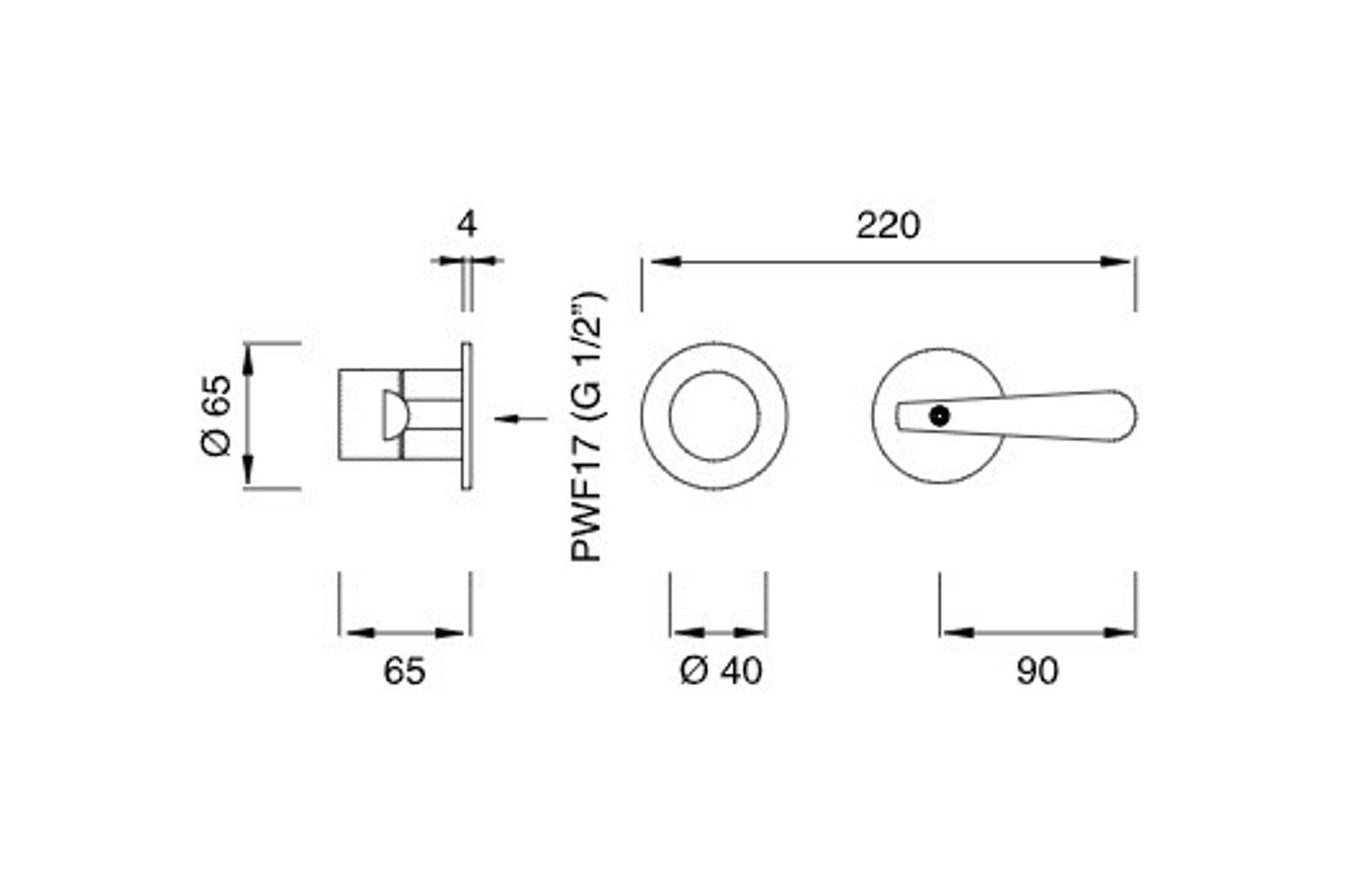 LUTEZIA Shower Mixer by CEA dimensions