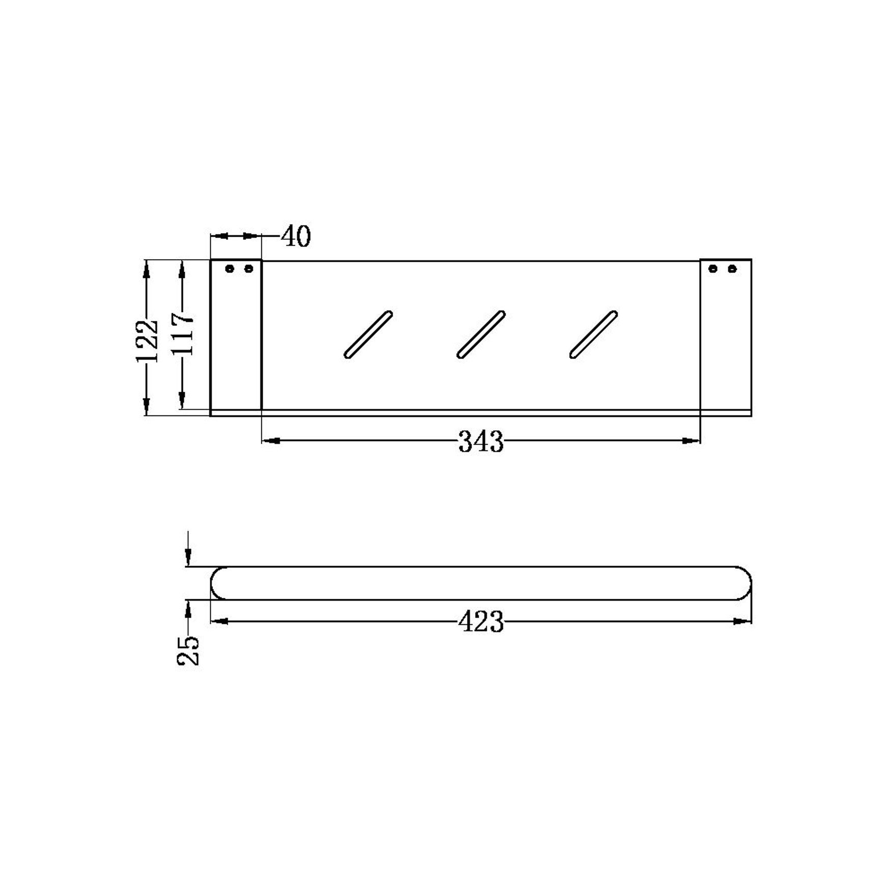 Bianca Metal Shower Shelf | Brushed Nickel dimensions