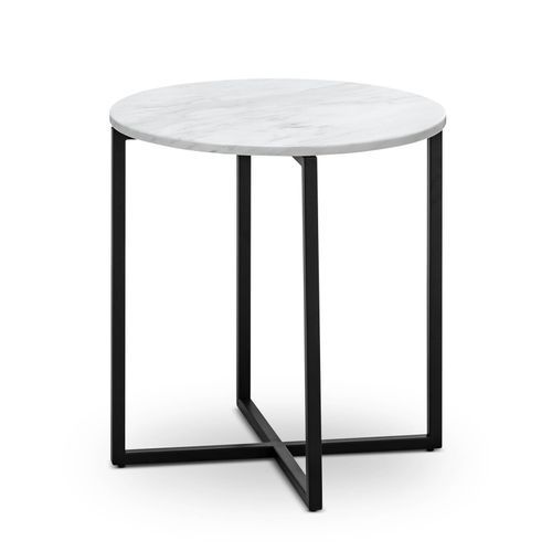 Ellie Marble Round Side Table | White & Black