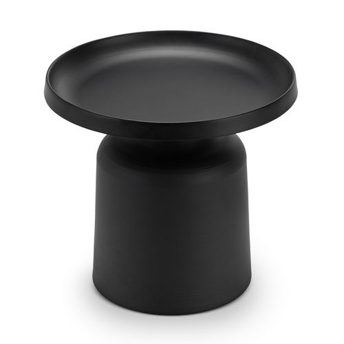 Palemo Round Pedestal Tray Side Table | Matte Black
