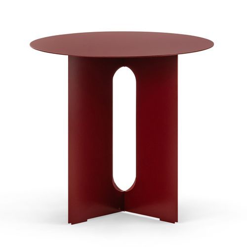 Kiyo Round Steel Side Table | Merlot Red