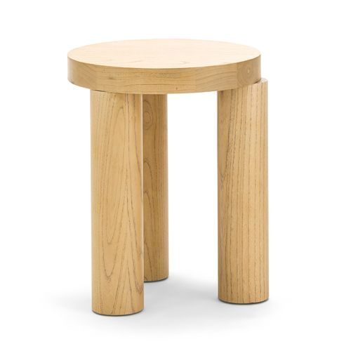 Nomad Round Solid Oak Side Table Stool | Natural