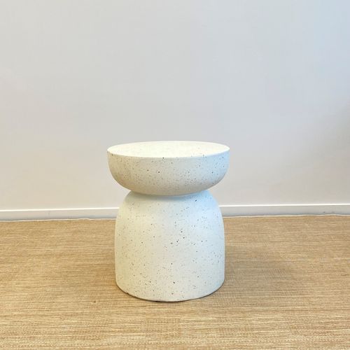 Pedestal Side Table - Fleck White