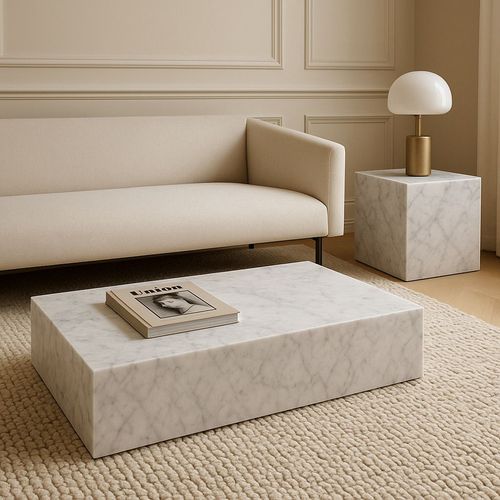 Cube Side Table - Carrara Marble | Natural Stone Co.