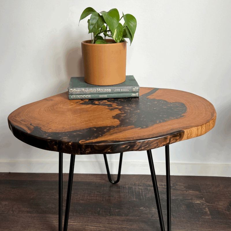 Bespoke Side Tables — Macrocarpa & Epoxy