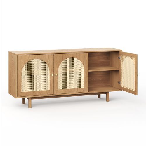 Cove 3 Door Rattan Arch Sideboard Buffet | Natural Oak