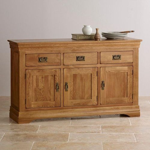 French Rustic Solid Oak Large Sideboard