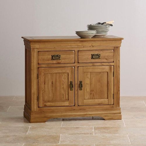 French Rustic Solid Oak Small Sideboard