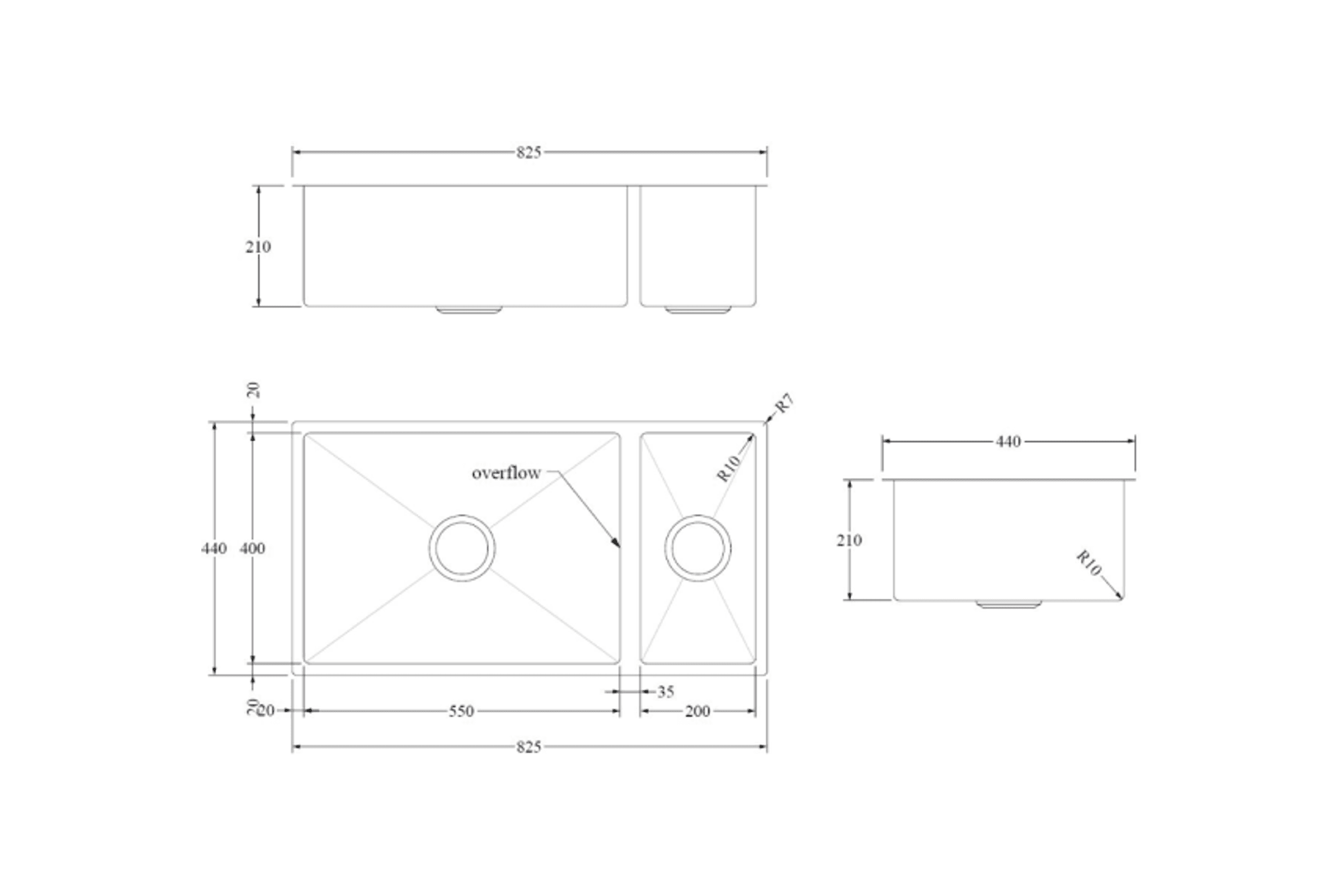 Aspen PVD 550 /200mm Dual Kitchen Sinks