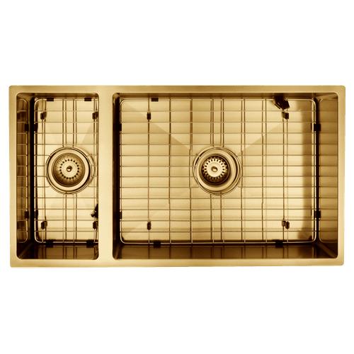 Aspen PVD 550/200mm Dual Kitchen Sink Brushed Brass
