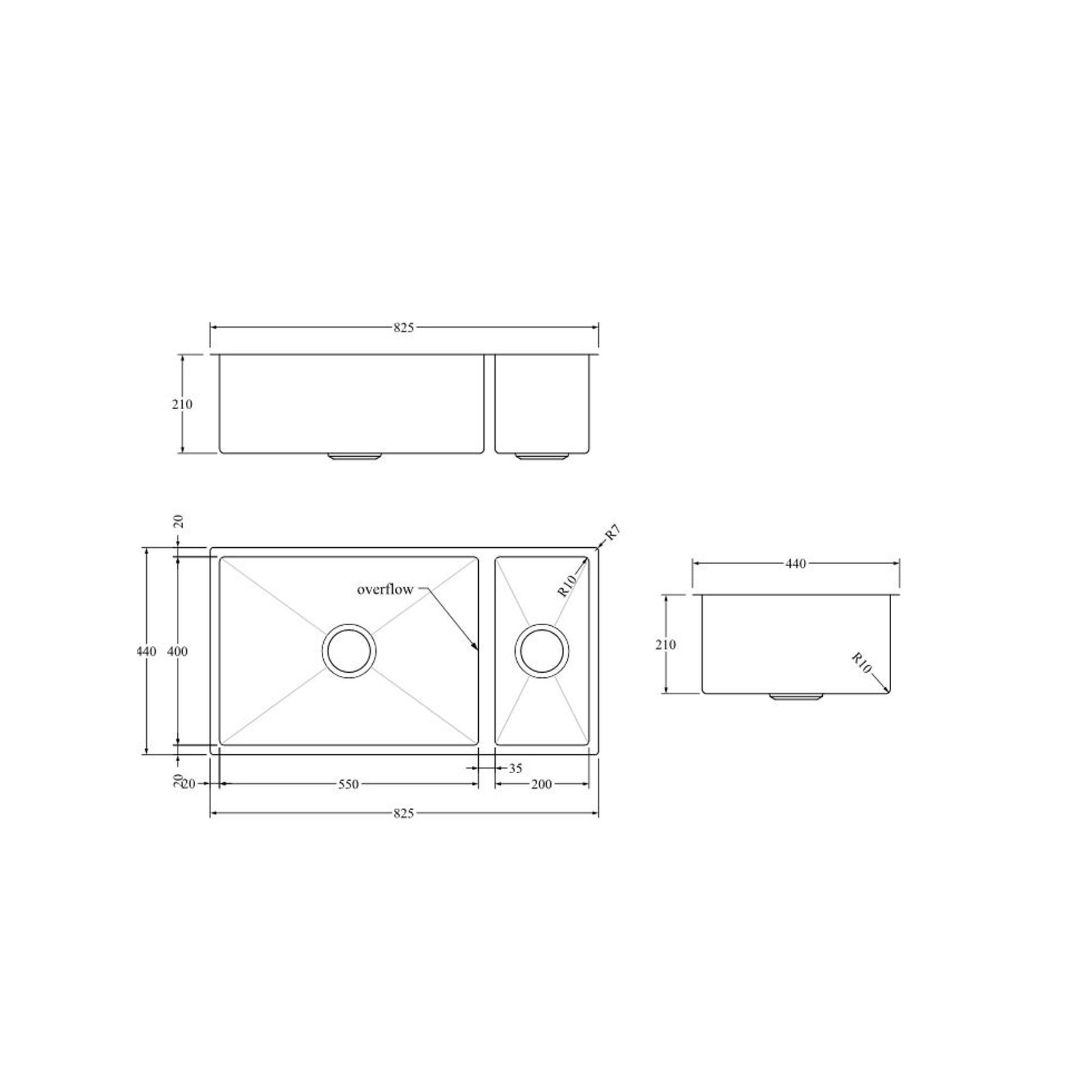 Aspen PVD 550/200mm Dual Kitchen Sink Brushed Copper