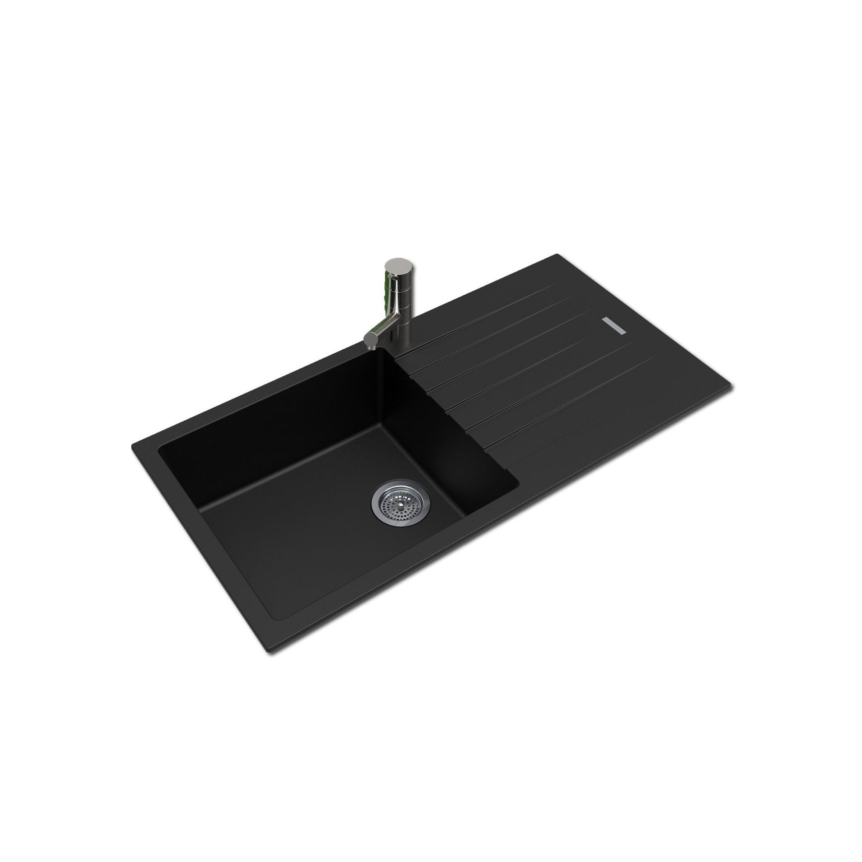 Arete Granite Quartz Single Bowl Sink Black