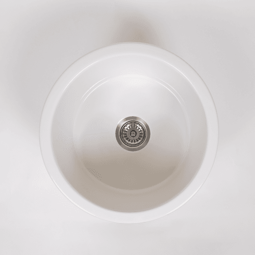 Jocasta 460x460 Gloss White Circle Fireclay Single Bowl