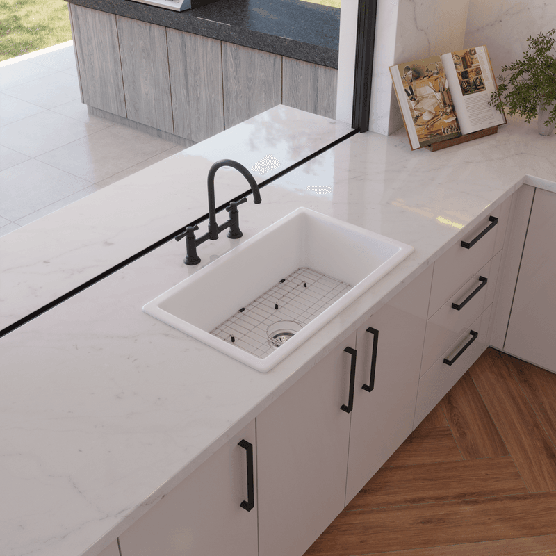 Libby 760x449 Gloss White Fireclay Single Bowl Sink