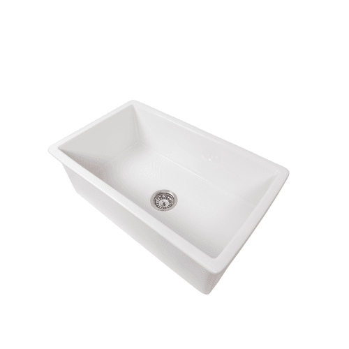 Libby 760x449 Gloss White Fireclay Single Bowl Sink