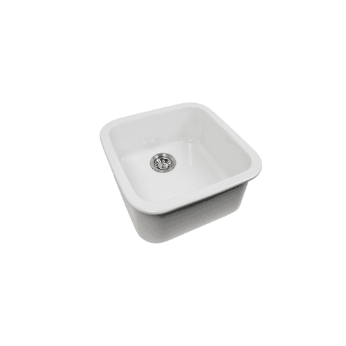 Abigail 483 x483 Gloss White Fireclay Single Bowl Sink
