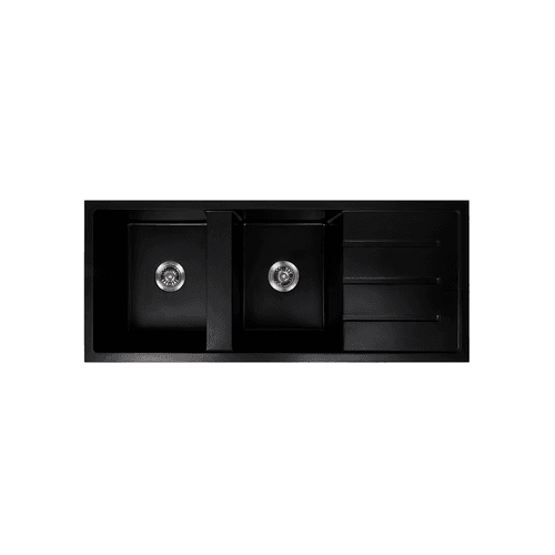 Darlene 1200x500 Black Granite Drainboard Bowl Sink