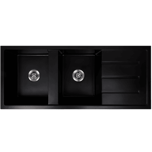 Darlene 1200x500 Black Granite Drainboard Bowl Sink