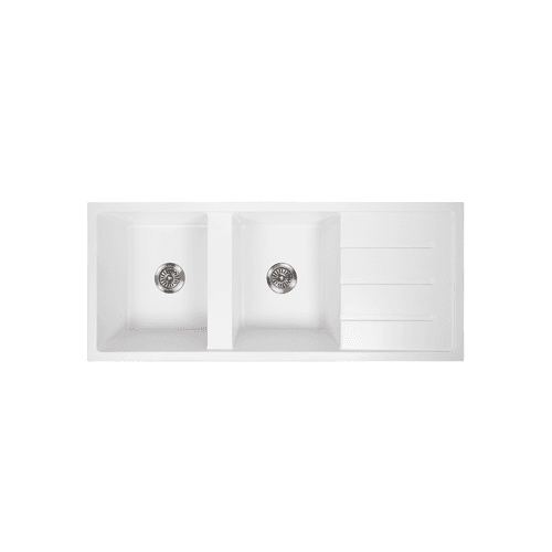 Darlene 1200x500 White Granite Drainboard Sink