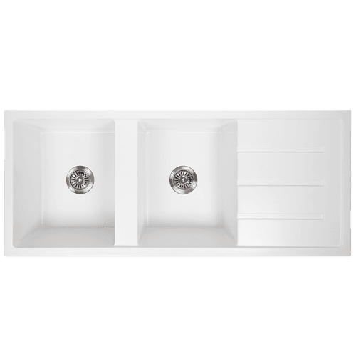 Darlene 1200x500 White Granite Drainboard Sink