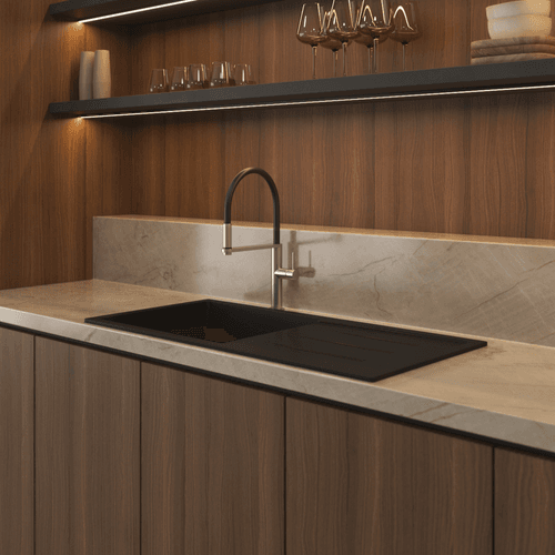 Randall 1000x500 Black Granite Drainboard Sink