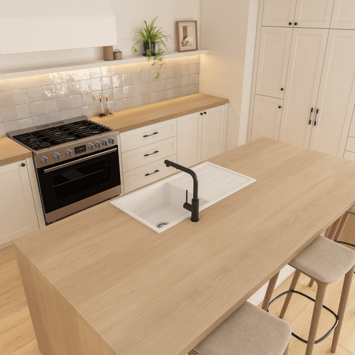 Randall 1000x500 White Granite Drainboard Sink