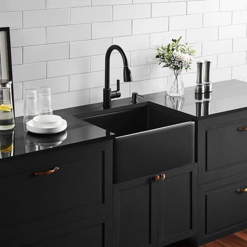 Black Butlers Sink 600mm European Fireclay - TK2418MB