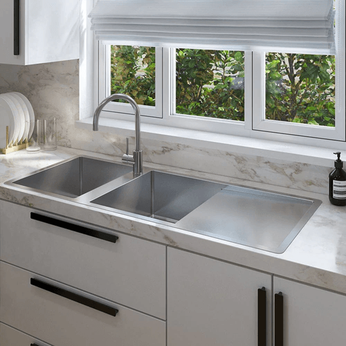 Theo 1200x500 Double Bowl with Drain Board Sink