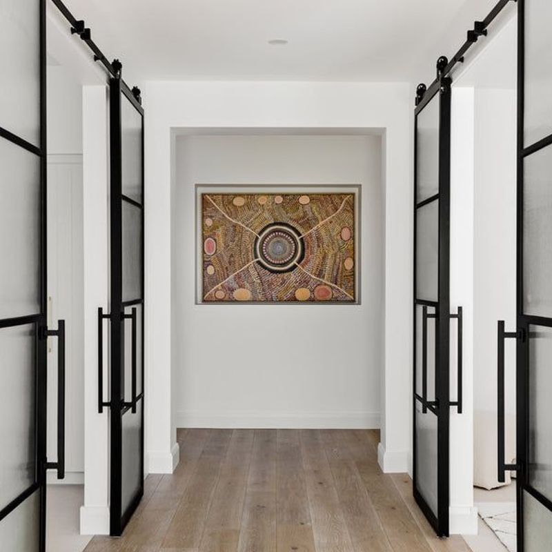 Steel Frame Glass Barn Sliding Doors - Galvanised FPS50