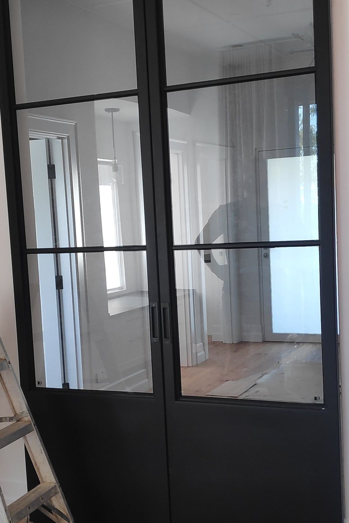 Steel Frame Glass Barn Sliding Doors - Galvanised FPS50