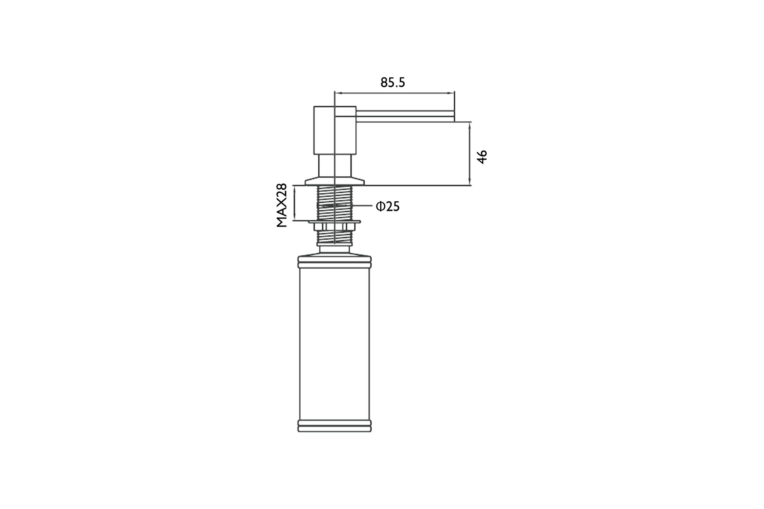 Aspen In-Bench Soap Dispenser Brushed Brass dimensions